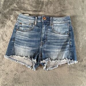American Eagle High Rise Shortie Jean Shorts Womens 2 Mini Dark Wash Blue Denim